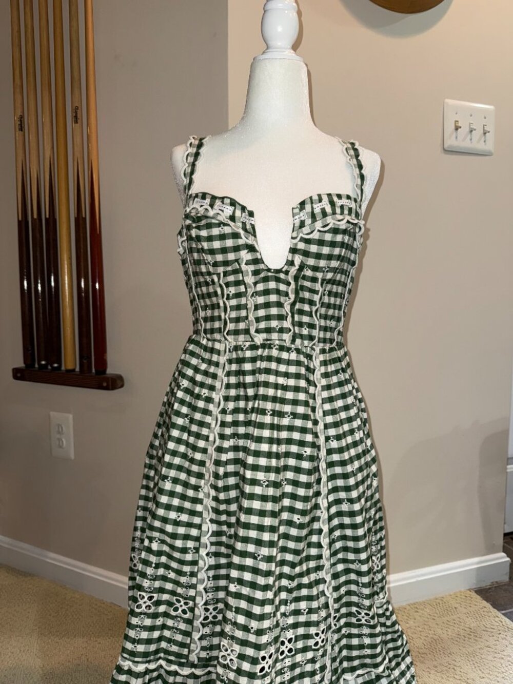 NWT By Anthropologie Sleeveless Sweetheart Gingham Midi Dress Size S - Picture 4 of 8